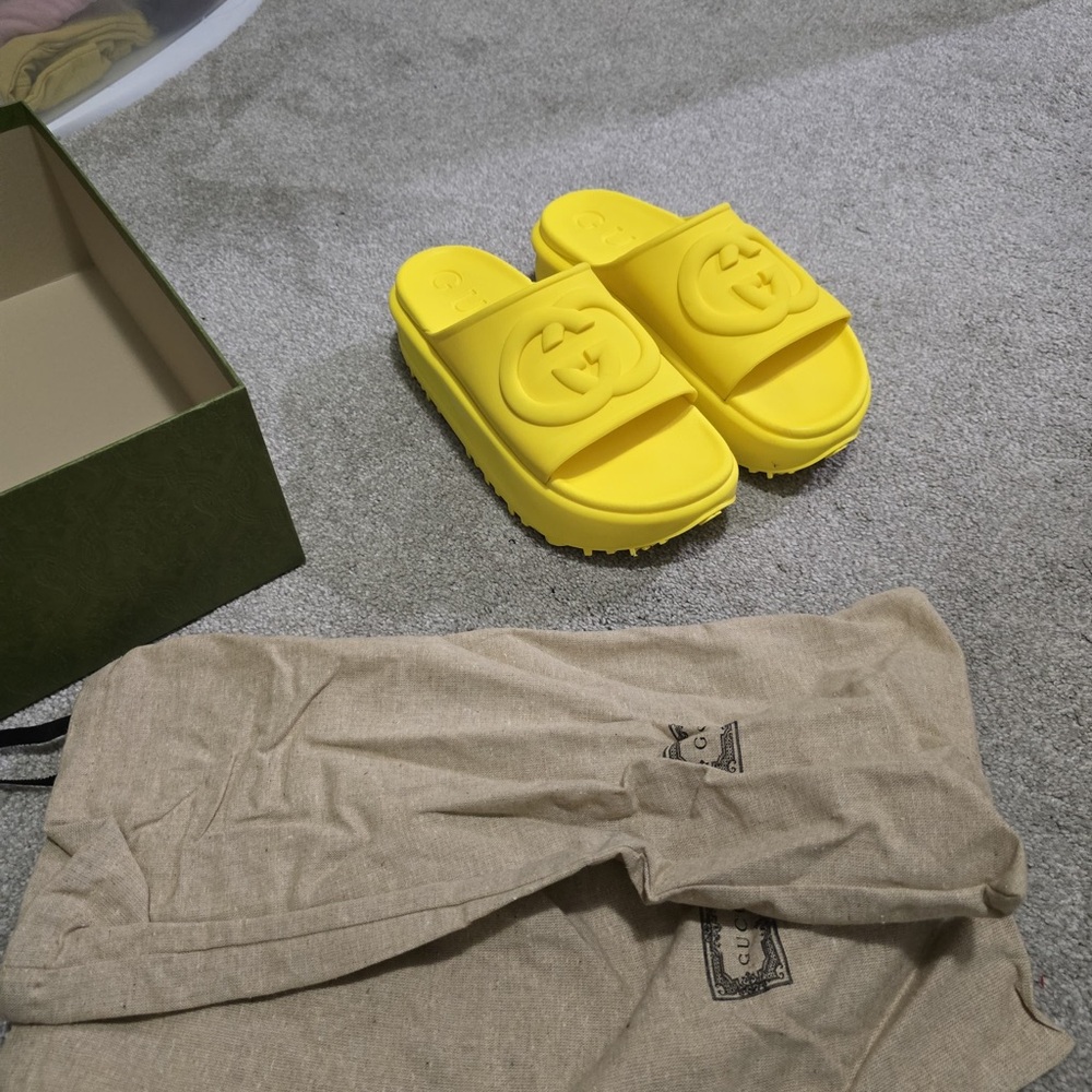 Gucci Bright Yellow Slide Sandals